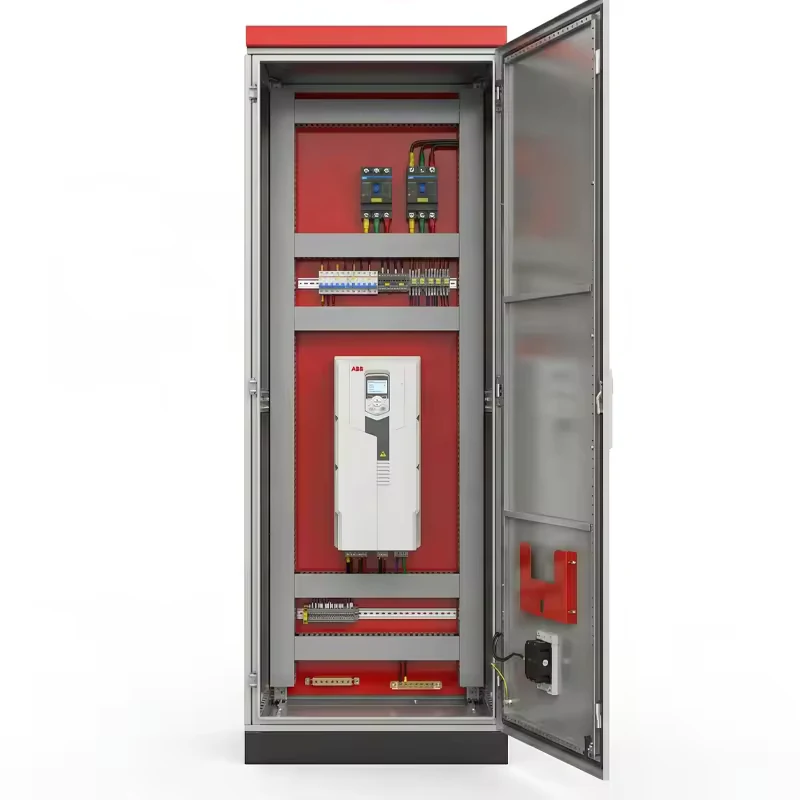 Open VFD control cabinet showing its drive and control components